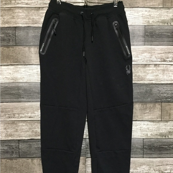 Spyder Proweb Jogger Sweatpants Men’s S Black (Inseam 28) Zip Pockets Tapered - Picture 5 of 12